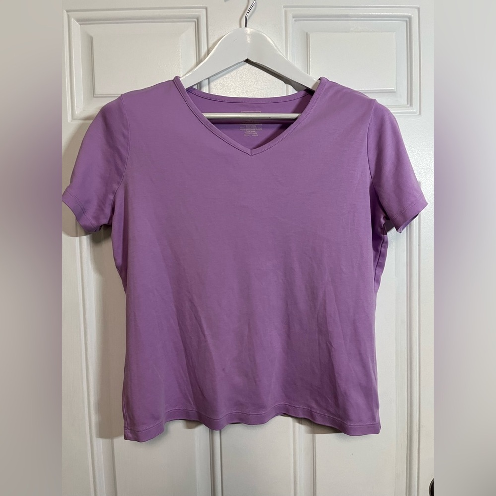 L.L. Bean Lavender V-Neck Short Sleeve Tee